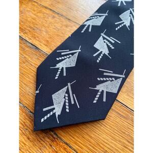 GIORGIO ARMANI Cravatte Black/Gold Geometric Silk Tie
